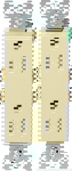 Straight Blade Duplex Receptacle: NEMA 5-15R, 15 Amps, Self-Grounding